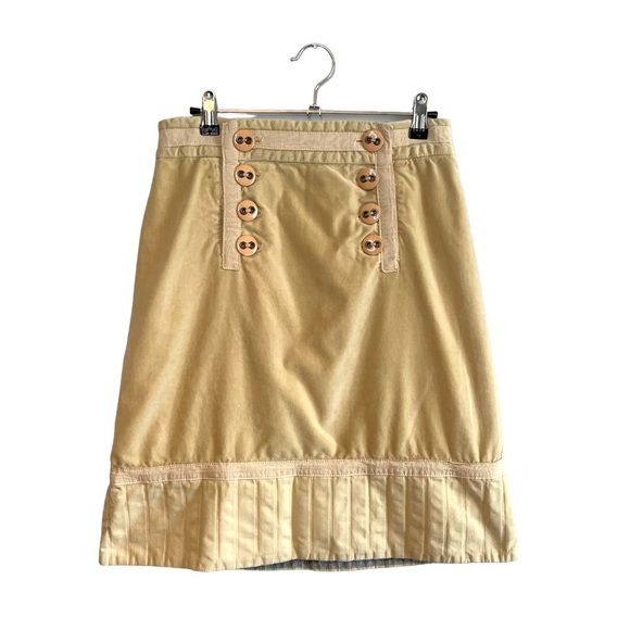 Marc Jacobs Velvet Tan Button Front Skirt 6 - Picture 1 of 6